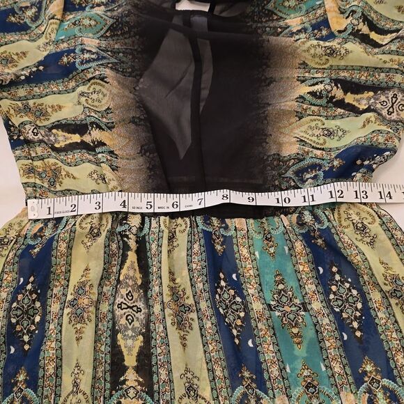 Anthropologie Petticoat Alley Womens Size M Print Dress Bohemian Sheer Peasant - Picture 6 of 7